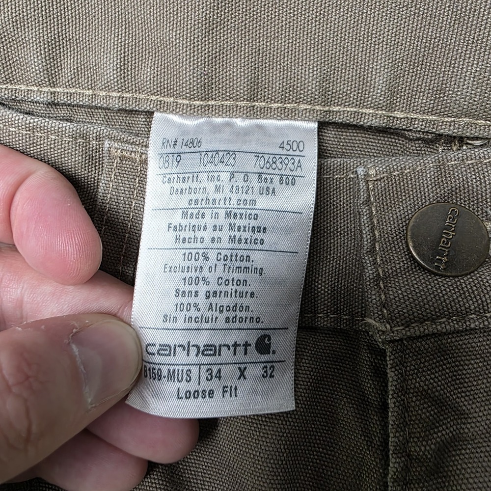 Carhartt Pants Mens 34x32 Brown B159 MUS Loose Canvas Carpenter Workwear Grunge - Picture 6 of 11
